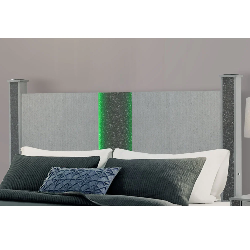 Logan Silver Full Bed with LED & Speakers