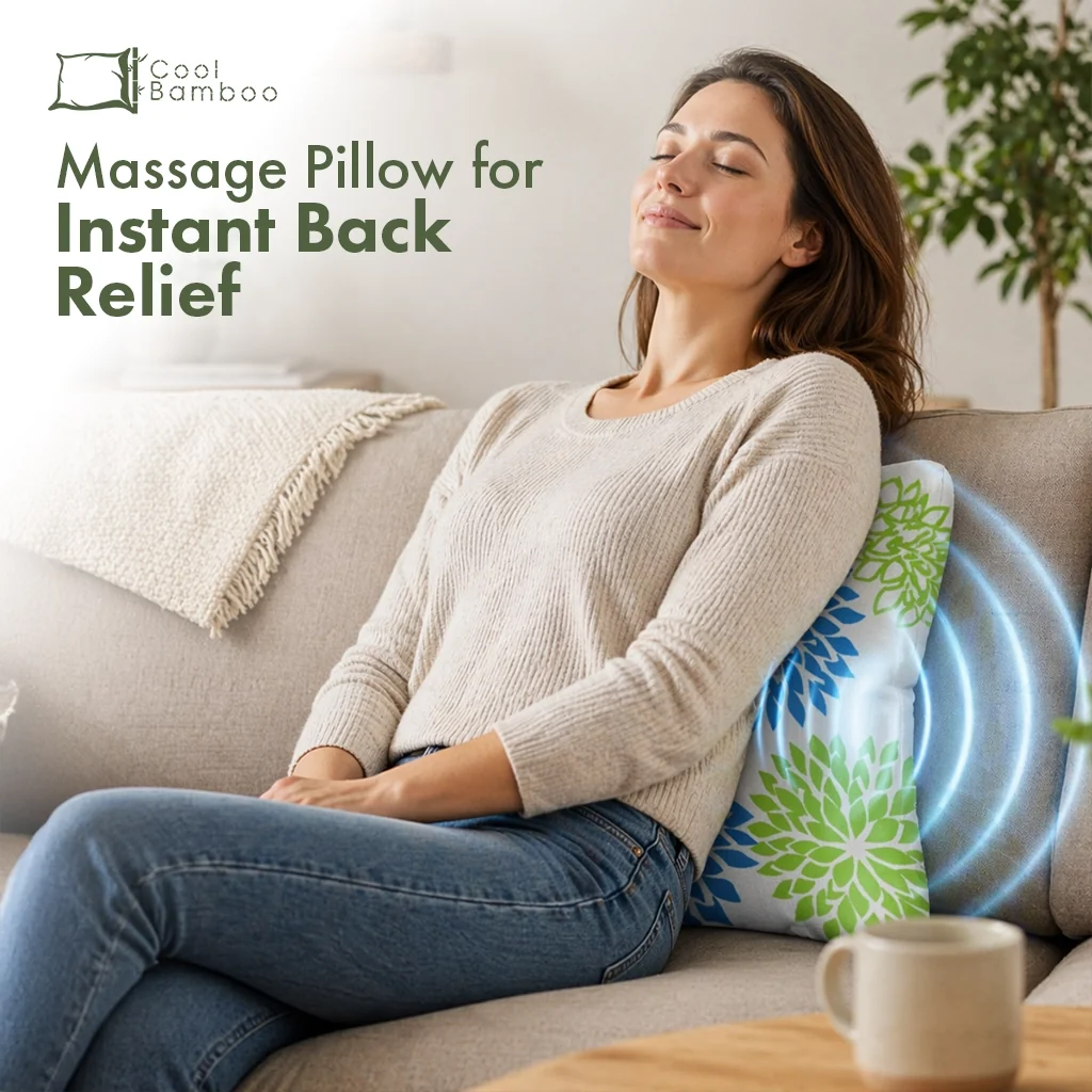 Massage Pillow with Vibration| Bamboo Fabric: USB-C & Battery Powered