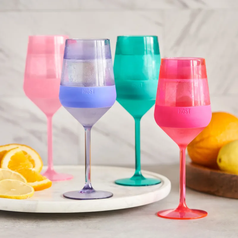 Stemmed Wine FREEZE™ in Tinted Multicolor, Set of 4
