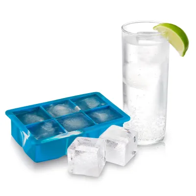 2" Ice Cube Tray with Lid in Blue Marble