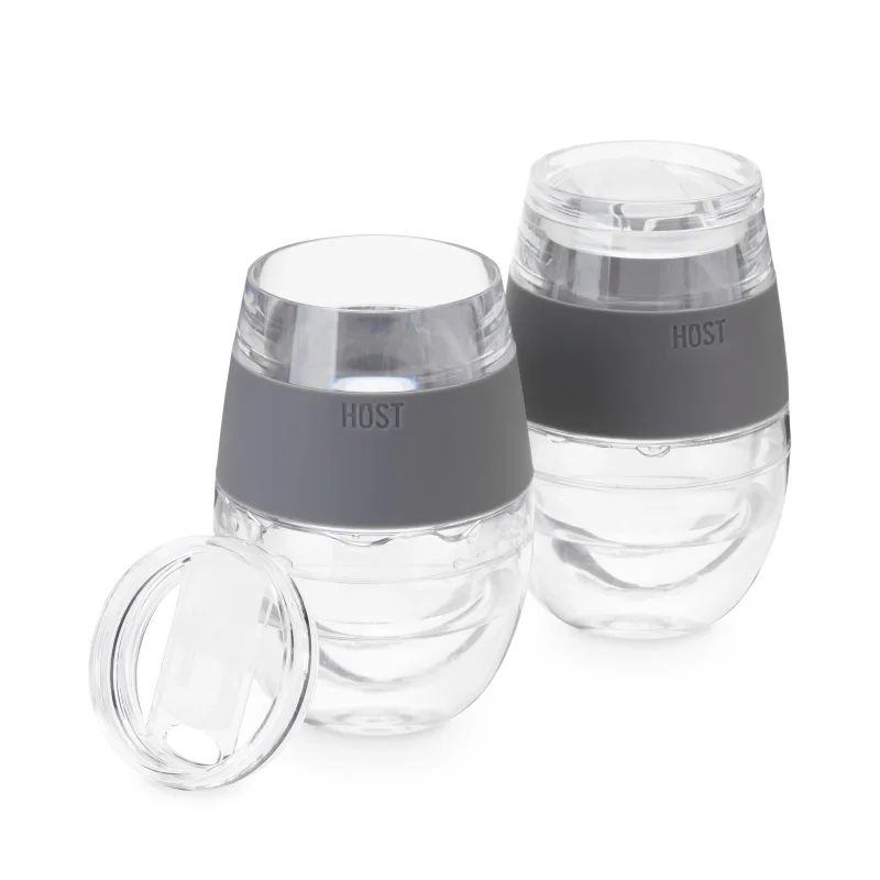Wine FREEZE™ en gris con tapas, set de 2