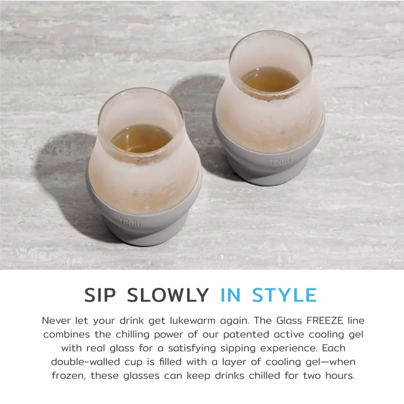 Glass Sipping FREEZE™ i Grå, Sæt med 2