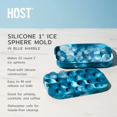 Silicone 1" Iskugleform i Blå Marmor