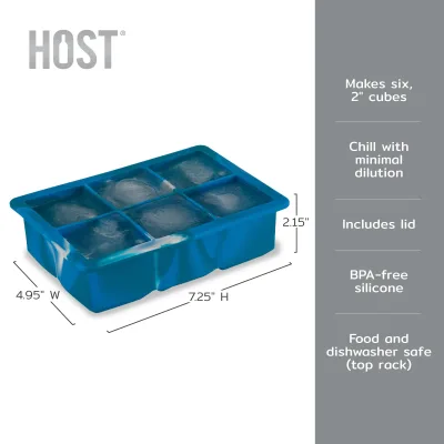 2" Ice Cube Tray with Lid in Blue Marble