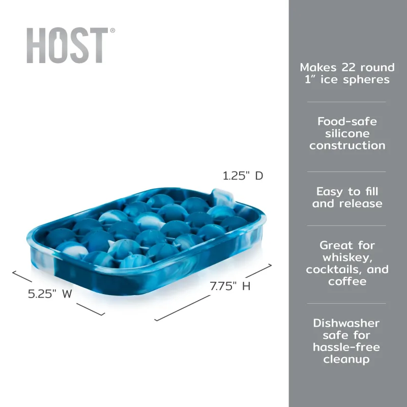 Silicone 1" Iskugleform i Blå Marmor