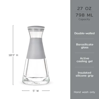 Glass FREEZE™ 帶蓋玻璃水瓶（灰色）