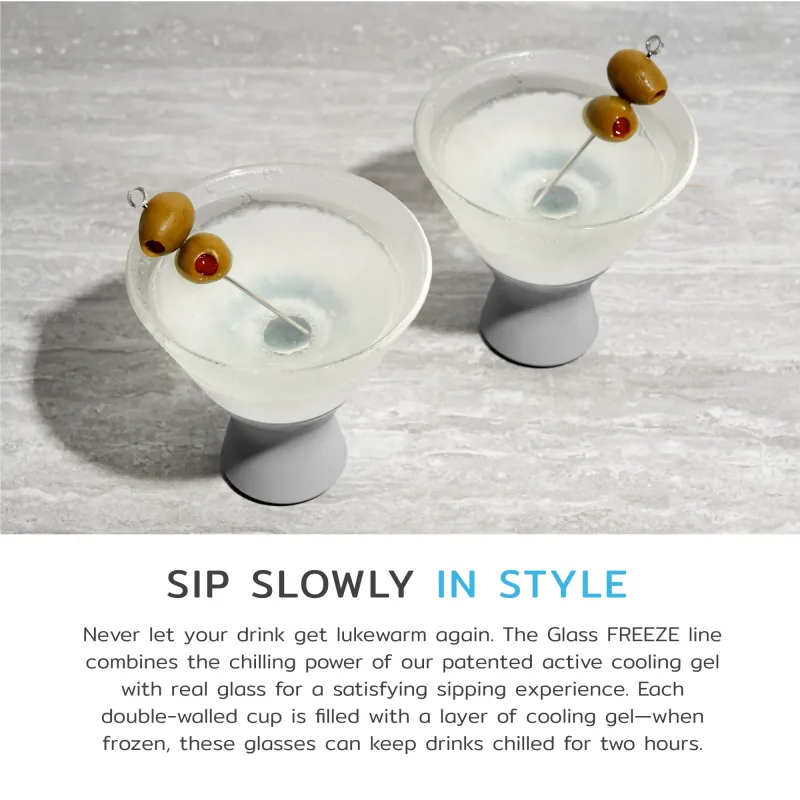 Glass Martini FREEZE™ i grå, 2-pack