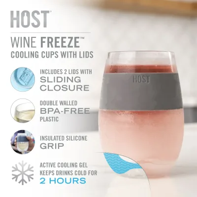 Wine FREEZE™ em Mármore com Tampas, Conjunto de 2