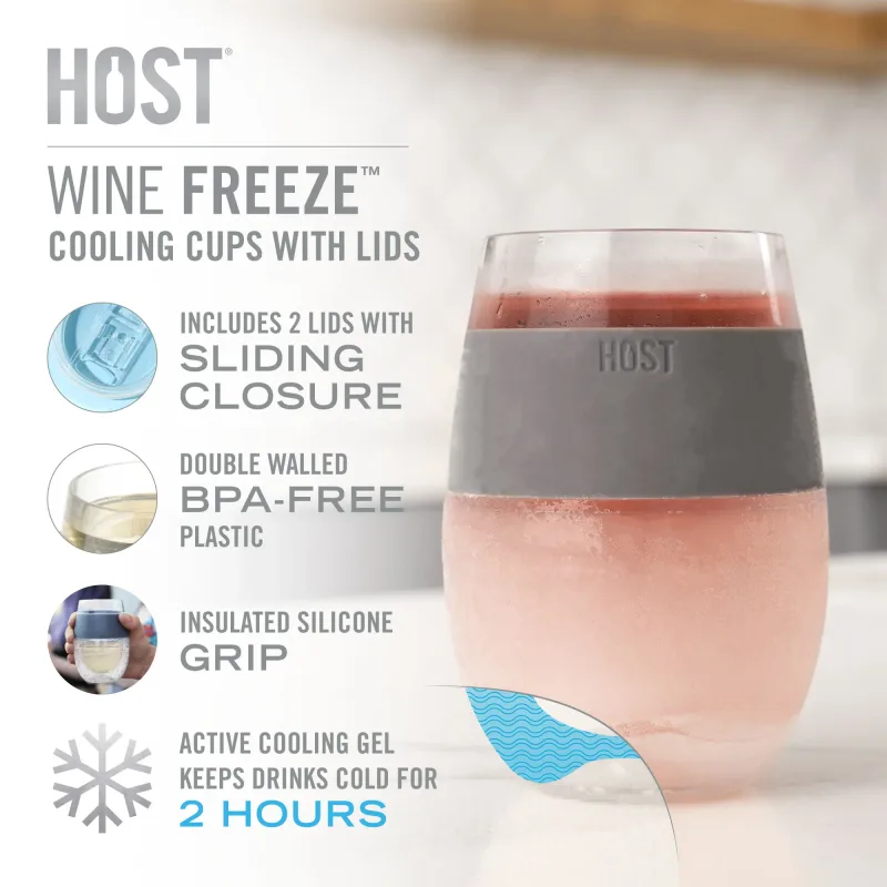 Wine FREEZE™ em Mármore com Tampas, Conjunto de 2
