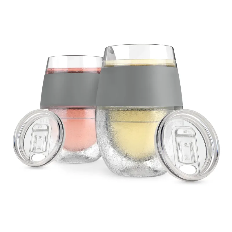Wine FREEZE™ en gris con tapas, set de 2