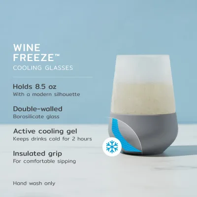 Glas Wine FREEZE™ i Grå, sæt med 2