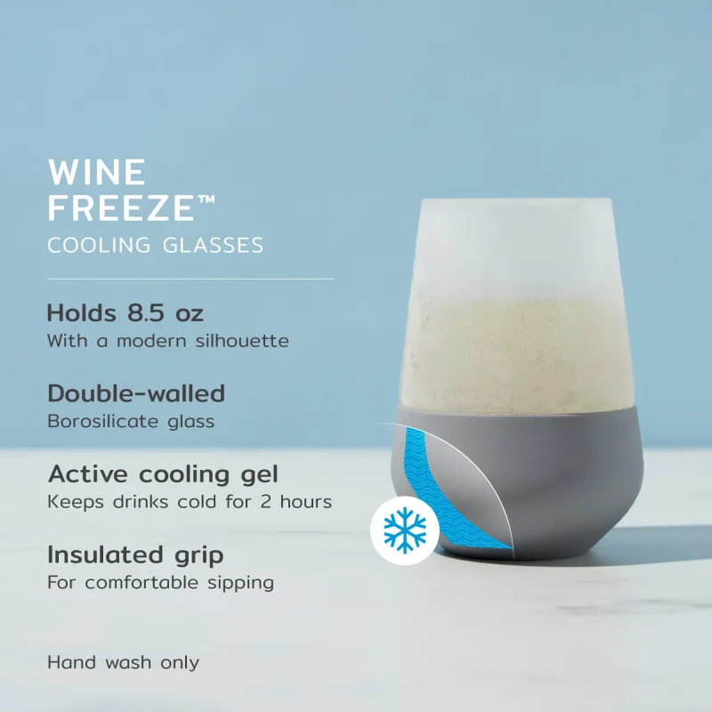 Glas Wine FREEZE™ i Grå, sæt med 2