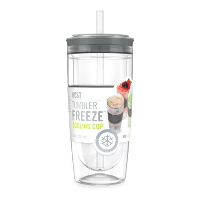 Vaso Tumbler FREEZE™ en gris con tapa y pajita