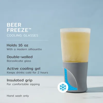 Glass Beer FREEZE™ in Grau, 2er-Set