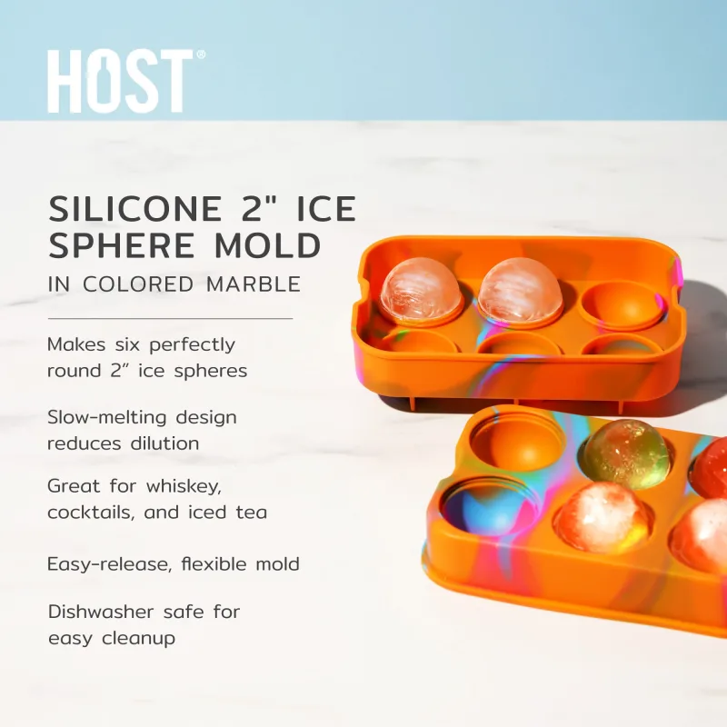 Silicone IJsvorm 2" IJsbollen in Gekleurd Marmer