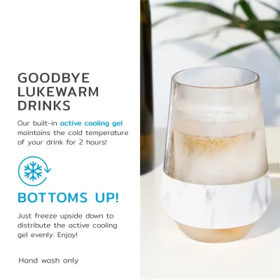 Wine FREEZE™ XL i marmor, sæt med 2