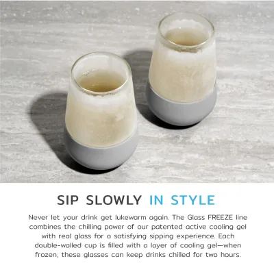 Glas Wine FREEZE™ i Grå, sæt med 2