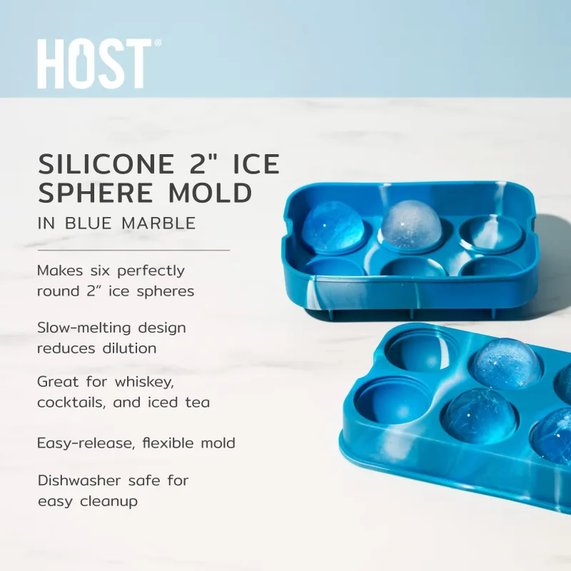Molde de silicona para esfera de hielo de 2" en mármol azul