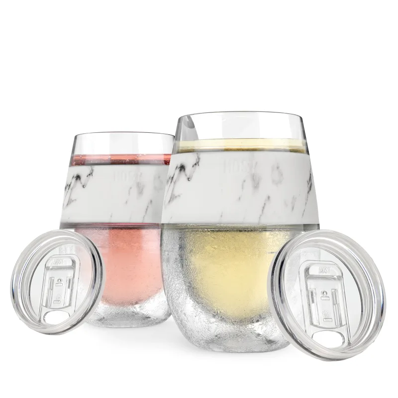 Wine FREEZE™ em Mármore com Tampas, Conjunto de 2