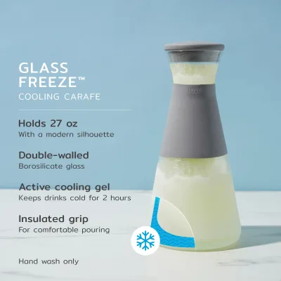 Glass FREEZE™ 帶蓋玻璃水瓶（灰色）