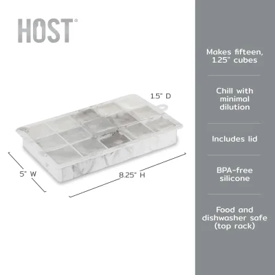 1.25" Ice Cube Tray with Lid in Gray Marble