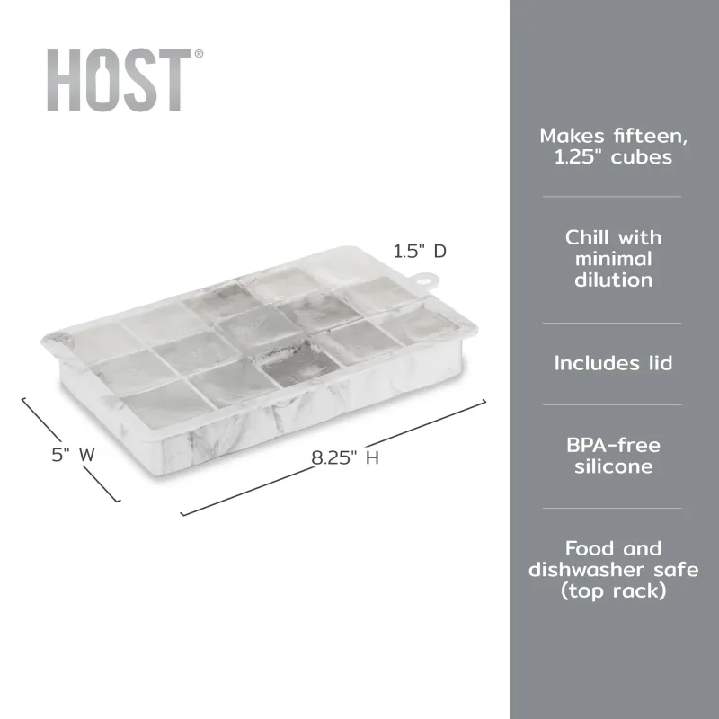 1.25" Ice Cube Tray with Lid in Gray Marble