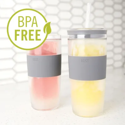 Vaso Tumbler FREEZE™ en gris con tapa y pajita