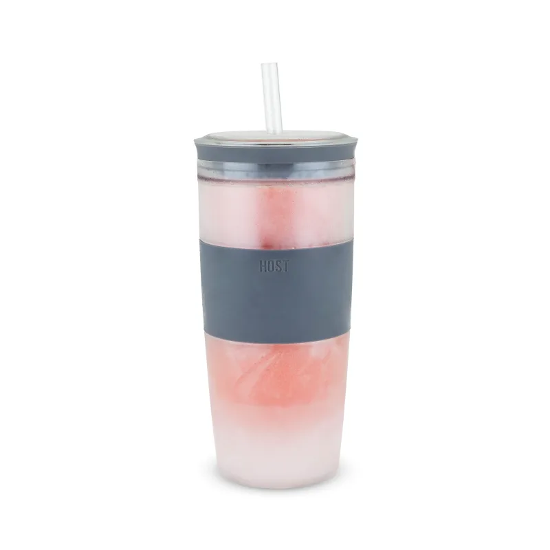 Vaso Tumbler FREEZE™ en gris con tapa y pajita