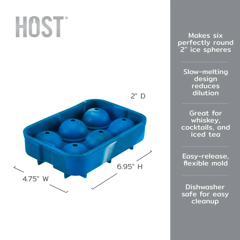 Molde de silicona para esfera de hielo de 2" en mármol azul