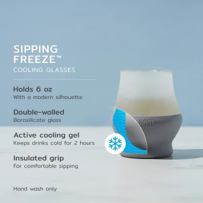 Glass Sipping FREEZE™ i Grå, Sæt med 2